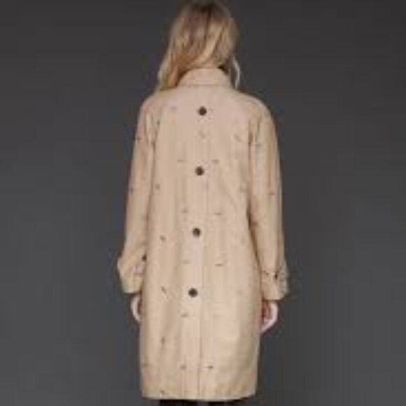 Avec Les filles Anthropologie Equine embroidered horse trench coat jacket size M - Picture 4 of 5